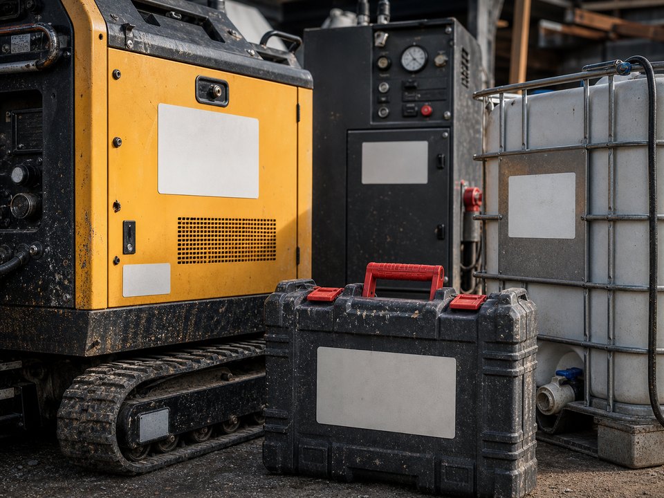 Industrial durable label on equipment